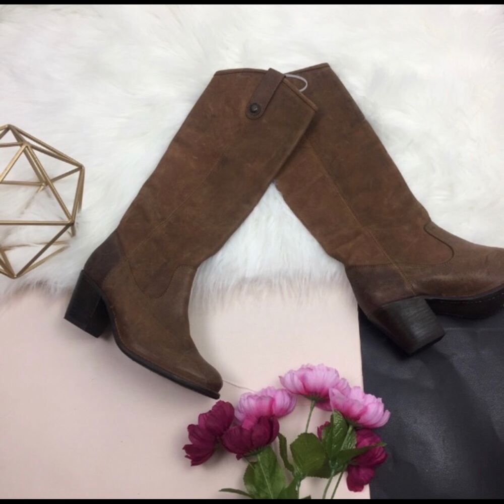 Frye-Melissa button distressed leather boots